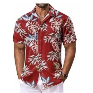 Coofandy Men's Hawaiian Print Shirt - Size M